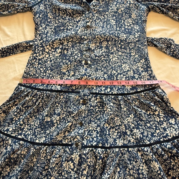 Madewell women's Tie-Waist Tiered Mini Dress in Floral Blue Ditsy 0 - Picture 14 of 16